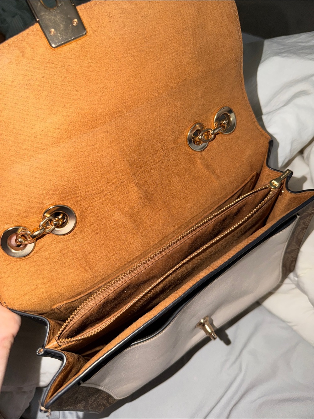 Coach Colorblock Shoulder Bag in Brown, Cream and Tan - Picture 6 of 7